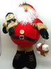 Santa Vintage Standing Red Tan Fat Belly Sparkly Beard Teady Bear and Package 14 Inches Tall {{ JAMsCraftCloset }}