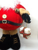 Santa Vintage Standing Red Tan Fat Belly Sparkly Beard Teady Bear and Package 14 Inches Tall {{ JAMsCraftCloset }}