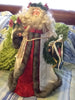 Santa Vintage Standing Cream Burgundy and Gray With Rose Flowers and Wreath 18 Inches Tall {{ JAMsCraftCloset }}