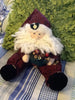 Santa Vintage Primitive Burgundy and Green SITTING 18 Inches Tall With Patchwork Heart and Bag {{ JAMsCraftCloset }}