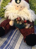 Santa Vintage Primitive Burgundy and Green SITTING 18 Inches Tall With Patchwork Heart and Bag {{ JAMsCraftCloset }}