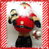 Santa Vintage Standing Red Tan Fat Belly Sparkly Beard Teady Bear and Package 14 Inches Tall {{ JAMsCraftCloset }}