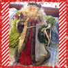 Santa Vintage Standing Cream Burgundy and Gray With Rose Flowers and Wreath 18 Inches Tall {{ JAMsCraftCloset }}