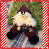 Santa Vintage Primitive Burgundy and Green SITTING 18 Inches Tall With Patchwork Heart and Bag {{ JAMsCraftCloset }}