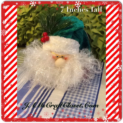 Santa Vintage Red White and Green Ornament 7 Inches Tall With Pine and Berries {{ JAMsCraftCloset }}