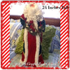 Santa Vintage Standing Red Green and White 24 Inches Tall With Pine Garland Stars and Berries {{ JAMsCraftCloset }}