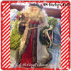 Santa Vintage Standing Cream Burgundy and Gray With Rose Flowers and Wreath 18 Inches Tall {{ JAMsCraftCloset }}
