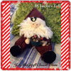 Santa Vintage Primitive Burgundy and Green SITTING 18 Inches Tall With Patchwork Heart and Bag {{ JAMsCraftCloset }}
