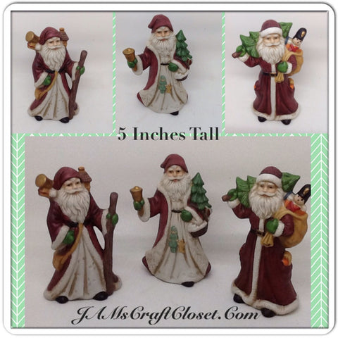 Vintage Santa Shelf Sitters Set of 3 Stands 5 Inches Tall Holiday Christmas Decor Gift Idea {{ JAMsCraftCloset }}