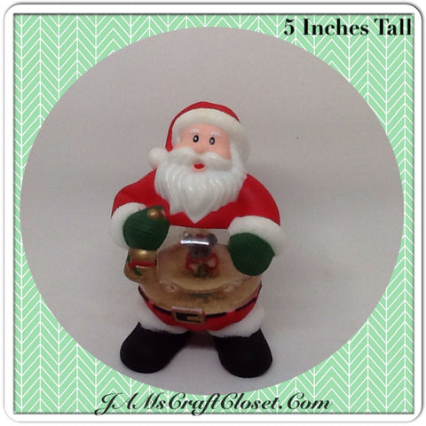 Vintage Santa Shelf Sitter Snow Globe Stands 5 Inches Tall Holiday Decor {{ JAMsCraftCloset }}