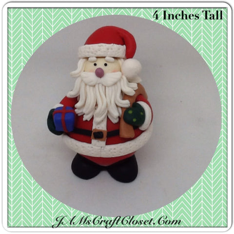 Vintage Clay Santa Shelf Sitter on a Christmas Bulb Stands 4 Inches Tall Unique Holiday Decor {{ JAMsCraftCloset }}