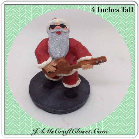 Vintage Guitar Playing Santa Shelf Sitter Cool Santa With Sunglasses {{ JAMsCraftCloset }}