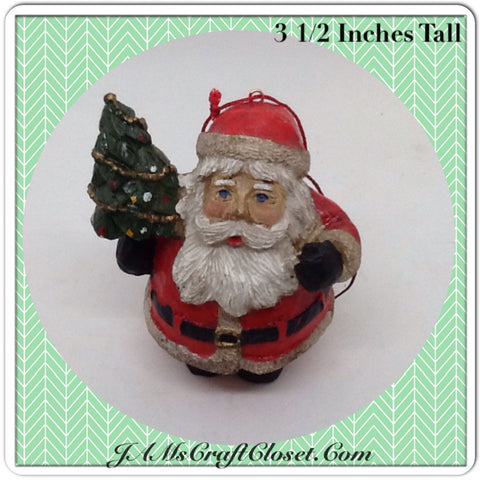 Vintage Santa Shelf Sitter or Ornament Holding a Christmas Tree Holiday Tree or Shelf Decor {{ JAMsCraftCloset }}