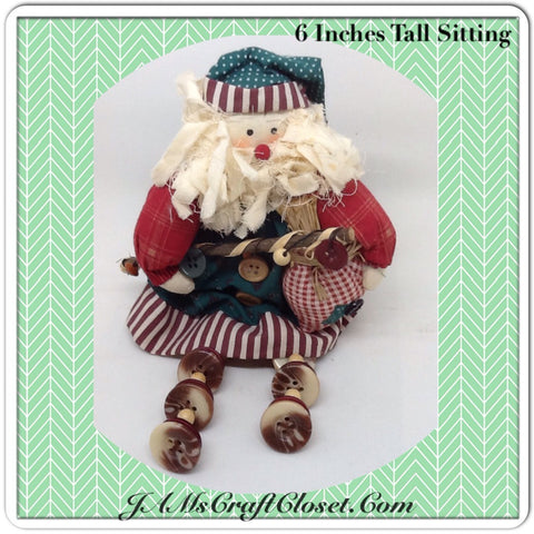 Vintage Santa Shelf Sitter Holding a Bag and Staff With Button Legs Great for the Tree {{ JAMsCraftCloset }}