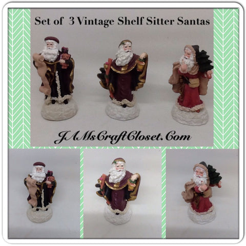 Vintage Santa Shelf Sitters Set of 3 Stands 4 Inches Tall Christmas Holiday Decor {{ JAMsCraftCloset }}