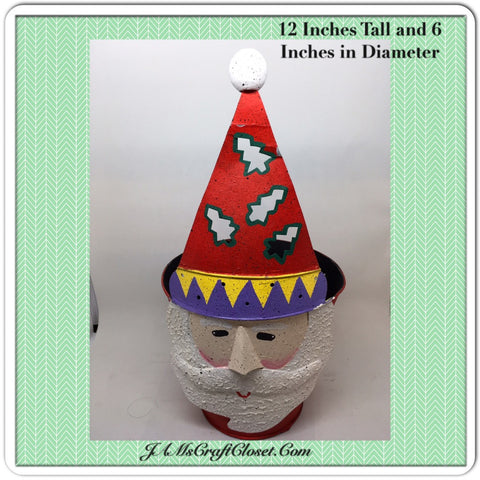 Vintage Metal Santa Candle Holder With Cutout Stars and Hole Punched Christmas Trees {{ JAMsCraftCloset }}