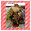 Vintage Table Top Santa in Red and Brown Fake Fur Coat Holding a Gold and Green Bay Full of Goodies {{ JAMsCraftCloset }}