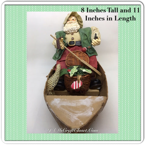 Vintage Fisherman Santa Shelf Sitter With His Net Paddle and Fishing Basket {{ JAMsCraftCloset }}