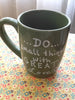 Mugs Message Hand Painted Green White Do Things With Great Love or Write Your Own Message {{ JAMsCraftCloset }}