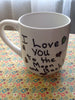 Mugs Message Hand Painted Green White Do Things With Great Love or Write Your Own Message {{ JAMsCraftCloset }}