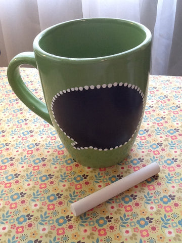 Mugs Message Hand Painted Green White Do Things With Great Love or Write Your Own Message {{ JAMsCraftCloset }}