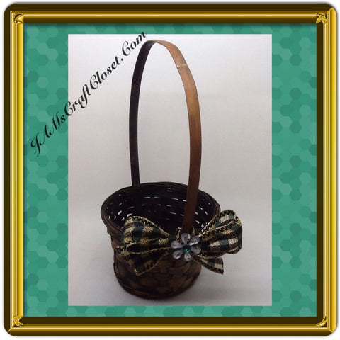 Basket Flower Girl Wedding Accessory Table Decor Vintage Green and Natural Woven {{ JAMsCraftCloset }}