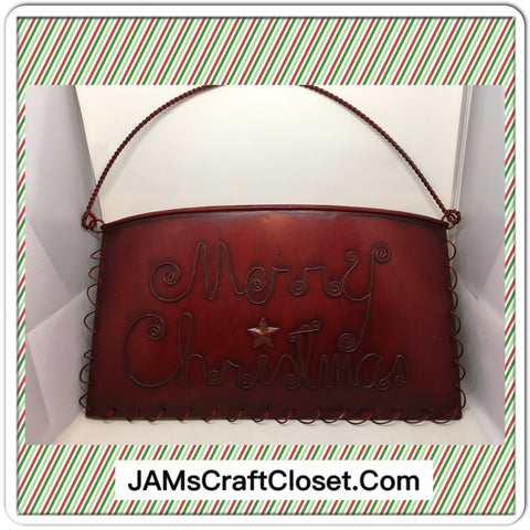 Basket Metal Tin Vintage Holiday Red Merry Christmas  Accent - JAMsCraftCloset