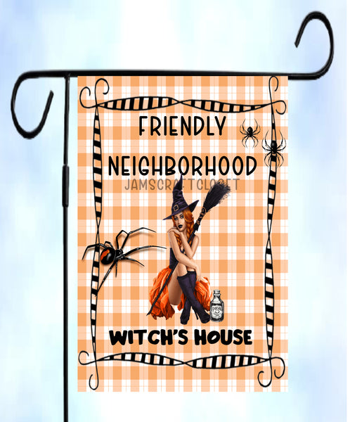 Garden Flag Digital Design Sublimation Graphic Halloween SVG-PNG-JPEG Download FRIENDLY NEIGHBORHOOD WITCH'S HOUSE Crafters Delight {{ JAMsCraftCloset }}