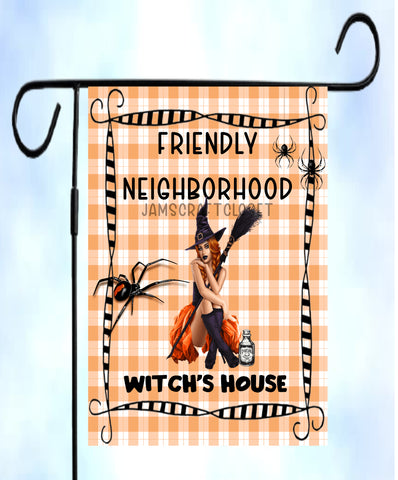 Garden Flag Digital Design Sublimation Graphic Halloween SVG-PNG-JPEG Download FRIENDLY NEIGHBORHOOD WITCH'S HOUSE Crafters Delight {{ JAMsCraftCloset }}
