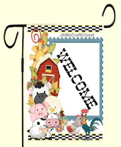 Garden Flag Digital Design Sublimation Graphic SVG-PNG-JPEG Download WELCOME Crafters Delight {{ JAMsCraftCloset }}