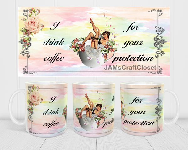 MUG Full Wrap Digital Graphic Design Download I DRINK COFFEE SVG-PNG-JPEG Sublimation Crafters Delight {{ JAMsCraftCloset }}