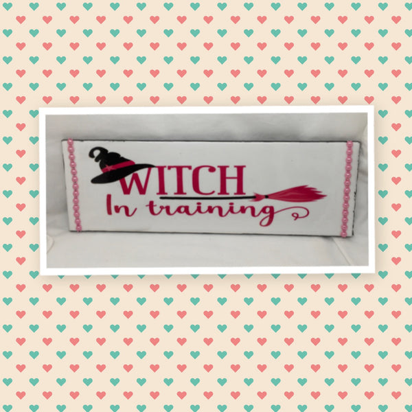 WITCH IN TRAINING Wall Art Ceramic Tile Sign Gift Holiday Halloween Home Decor {{ JAMsCraftCloset }}