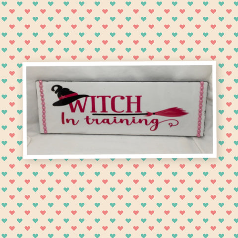 WITCH IN TRAINING Wall Art Ceramic Tile Sign Gift Holiday Halloween Home Decor {{ JAMsCraftCloset }}
