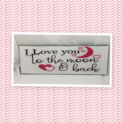 LOVE YOU TO THE MOON Ceramic Tile Sign Wall Art Wedding Gift Home Decor Positive Saying {{ JAMsCraftCloset }}
