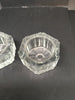 Candle Holder Six Sided Tealight Tea Light Vintage Clear Glass Romantic Lighting Set of 2 - JAMsCraftCloset
