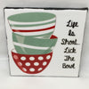LICK THE BOWL Wall Art Ceramic Tile Sign Gift Home Kitchen Decor Positive Quote {{ JAMsCraftCloset }}