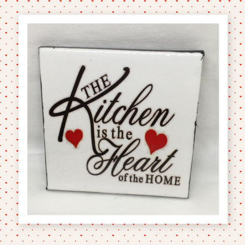 KITCHEN HEART OF HOME Wall Art Ceramic Tile Sign Gift Home Kitchen Decor Positive Quote {{ JAMsCraftCloset }}