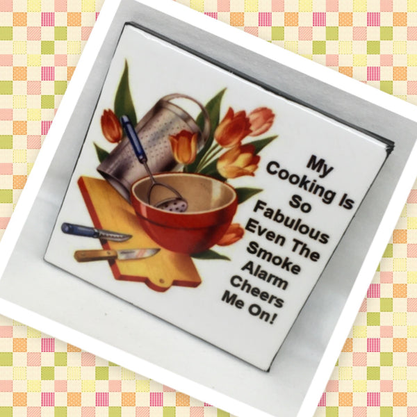 COOKING IS SO FABULOUS Wall Art Ceramic Tile Sign Gift Home Kitchen Decor Positive Quote {{ JAMsCraftCloset }}