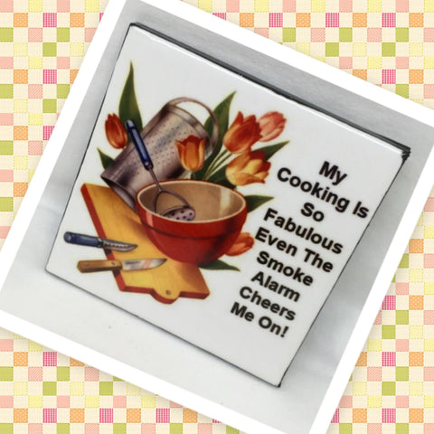 COOKING IS SO FABULOUS Wall Art Ceramic Tile Sign Gift Home Kitchen Decor Positive Quote {{ JAMsCraftCloset }}