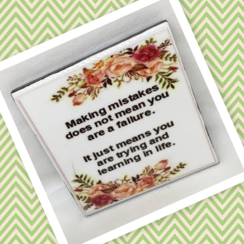 MISTAKES NOT A FAILURE Wall Art Ceramic Tile Sign Gift Home Decor Positive Affirmation Gift {{ JAMsCraftCloset }}