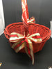 Basket Flower Girl Vintage Red Wicker Oval Holiday Christmas Wedding Accessory - JAMsCraftCloset