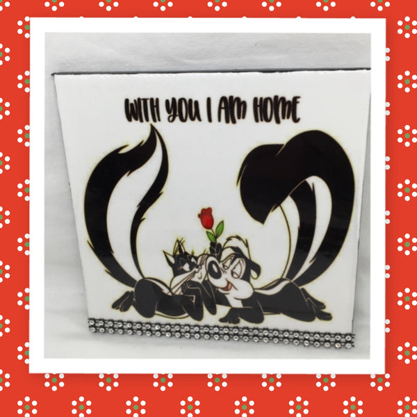 WITH YOU I AM HOME Wall Art Ceramic Tile Sign Gift Home Decor Positive Saying Affirmation {{ JAMsCraftCloset }}