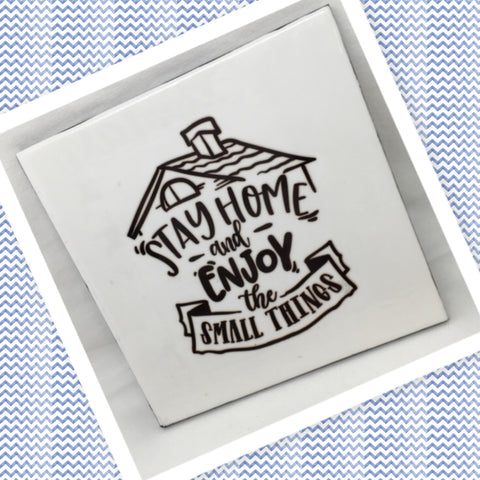 STAY HOME ENJOY LITTLE THINGS Wall Art Ceramic Tile Sign Gift Home Decor Positive Saying Affirmation {{ JAMsCraftCloset }}