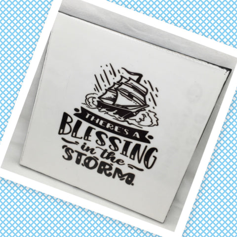 BLESSING IN THE STORM Wall Art Ceramic Tile Sign Gift Home Decor Positive Saying Affirmation {{ JAMsCraftCloset }}