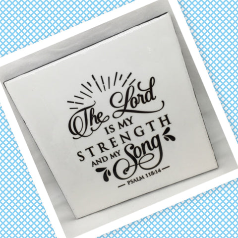 THE LORD IS MY STRENGTH Wall Art Ceramic Tile Sign Gift Home Decor Positive Saying Affirmation {{ JAMsCraftCloset }}