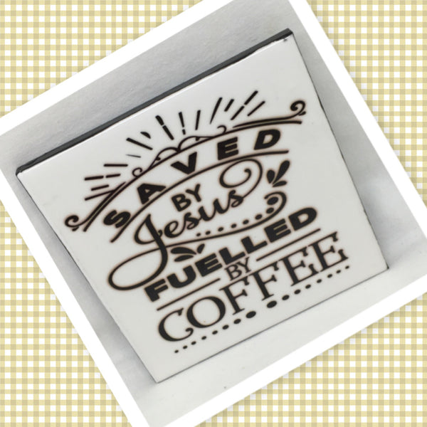 SAVED BY JESUS Wall Art Ceramic Tile Gift Home Decor Positive Quote Affirmation {{ JAMsCraftCloset }}