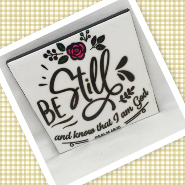 BE STILL Wall Art Ceramic Tile Gift Home Decor Positive Quote Affirmation {{ JAMsCraftCloset }}