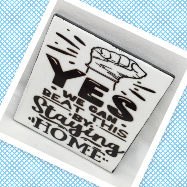 BEAT THIS BY STAYING HOME Wall Art Tile Sign Gift Home Decor Positive Saying Affirmation {{ JAMsCraftCloset }}