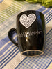 Farmhouse Country Kitchen Decor Black White Heart Mug Cup Coffee Hand Painted Gift {{ JAMsCraftCloset }}