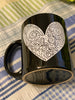 Farmhouse Country Kitchen Black White Heart Decor Mug Cup Coffee Hand Painted Barware Gift Idea {{ JAMsCraftCloset }}